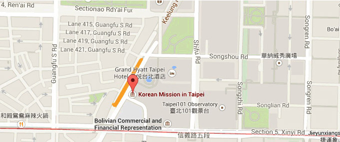 주-타이베이 대한민국 대사관이 있는 지도 위치입니다.